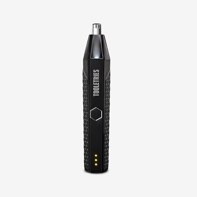 TOOLETRIES The Ranger - Electric Nose & Ear Hair Trimmer for Men, Wet/Dry Nose Clippers with Stainless Steel Blades, Waterproof, Rechargeable Li-Ion Battery, LED Spotlight, Travel Lock - Black