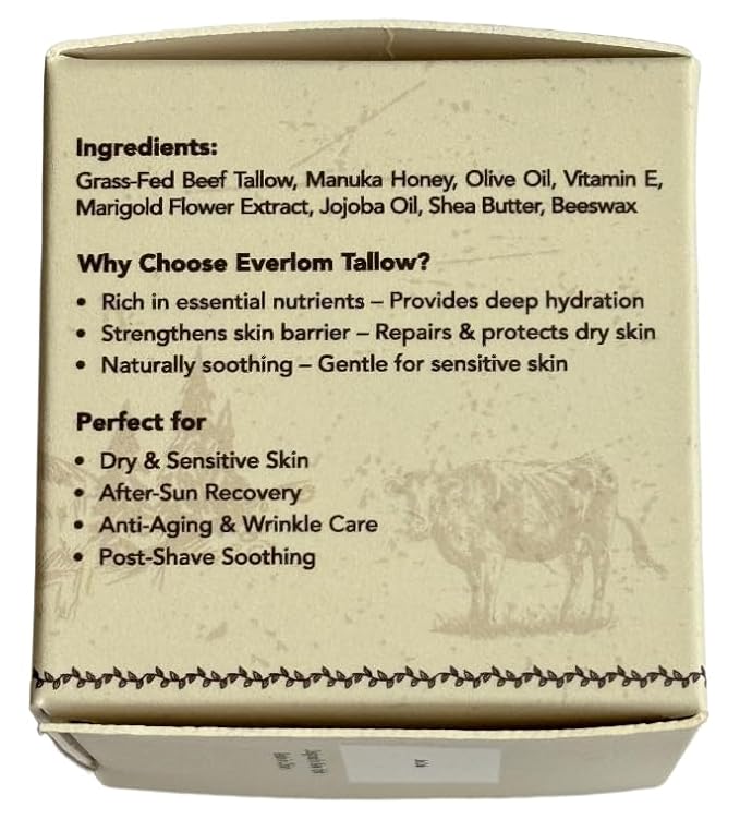 Tallow Balm for Face Moisturizer: 65g Hydration Powerhouse for Men & Women - Keeps Skin Supple Day & Night - Ideal for Home Work & Travel