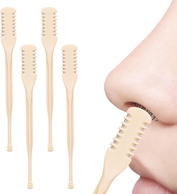 2-in-1 Nasal Hair Cutter, 2025 New 360° Rotating Manual Nose Hair Trimmer Double Head Nose Hair Knife with Ear Picker, Portable Noses Hair Removal Razors Manual Clippers for Men Women (4pcs)