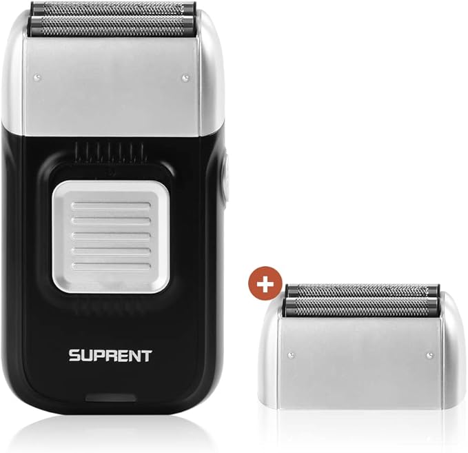 SUPRENT Foil Shaver for Men- Electric Rechargeable Balding Head Shaver- Beard Trimmer with 2 Replacement Shaver Head- Rechargeable Electric Razor, Barber Supplies- Best Gifts for Men