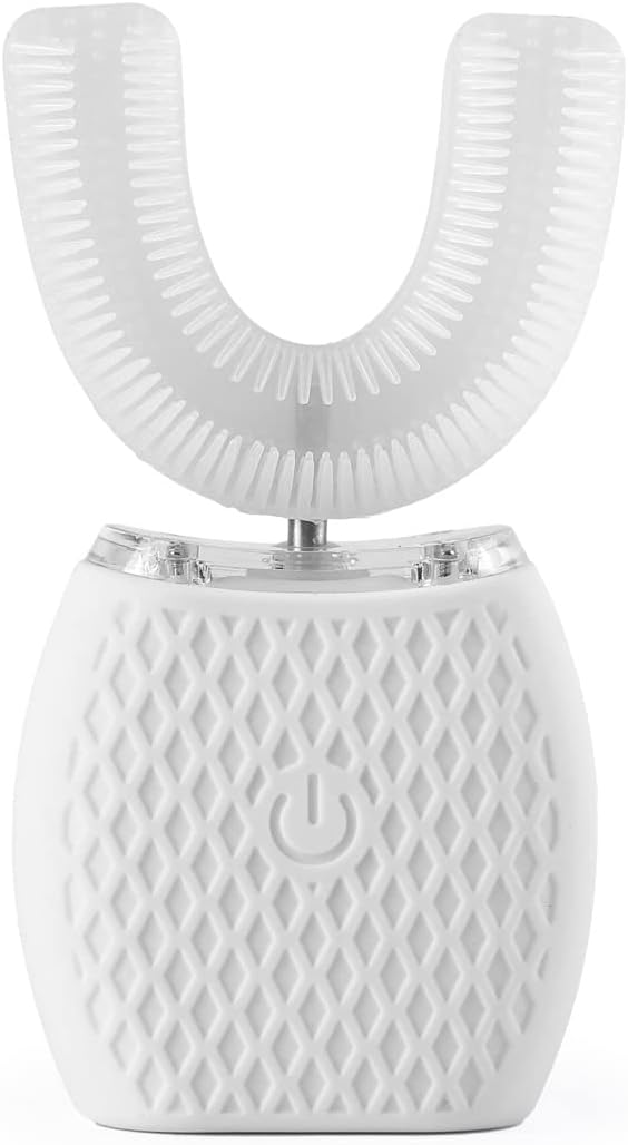 Ultrasonic Adult Electric Toothbrush，Sonic Toothbrush 360° Oral Cleaning Wireless Charging & LED Light|IPX7 Waterproof U-Shaped Brush Head Protects Gums