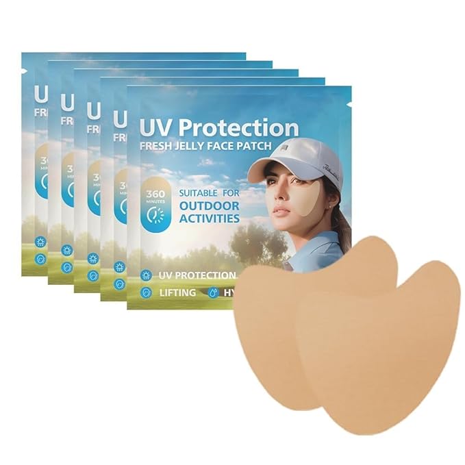 5-Pairs Golf Patches, Outdoor UV Protection Face Patch, Golf Gel Facial Patches, Hydrating Skin Care Sunscreen Patch, Suitable for Outdoor Activities