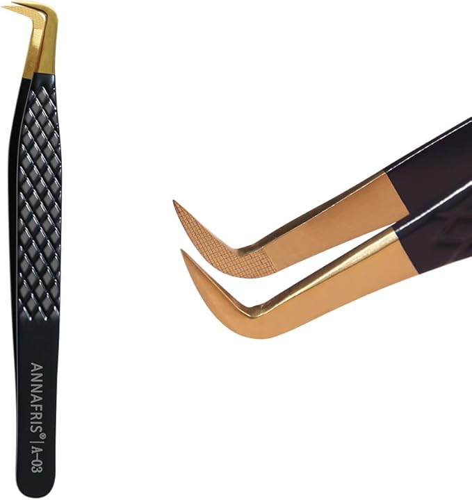 Lash Tweezers for Eyelash Extensions,Precision Fiber Tip for Volume Eyelash Extensions,Lash Extension Tweezers for Easy Application and Removal-A03