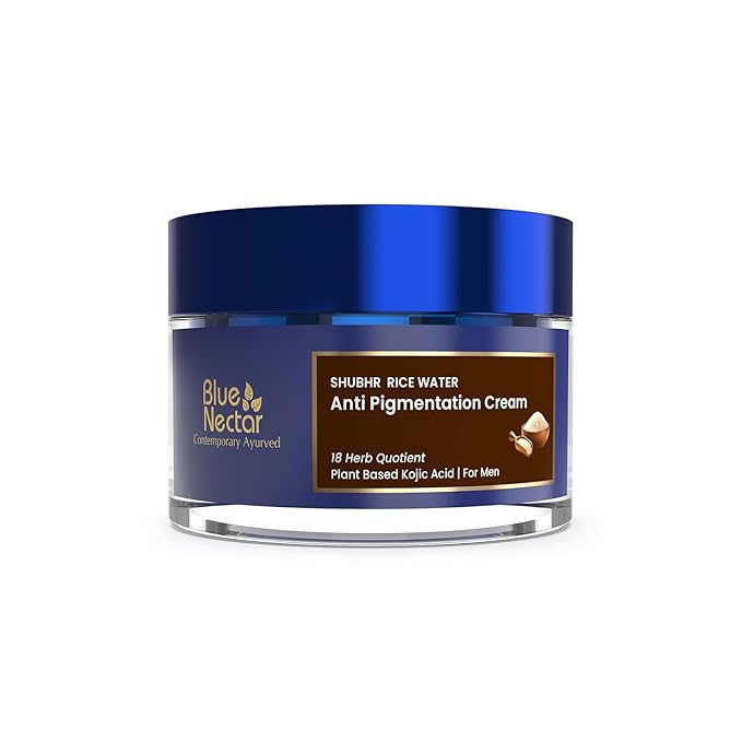 Blue Nectar 2% Kojic Acid Face cream for Pigmentation | Mushroom & Rice Water moisturizer for Dry, Oily & Sensitive Skin | Face Cream for Men (18 Herbs, 1.7 Oz)