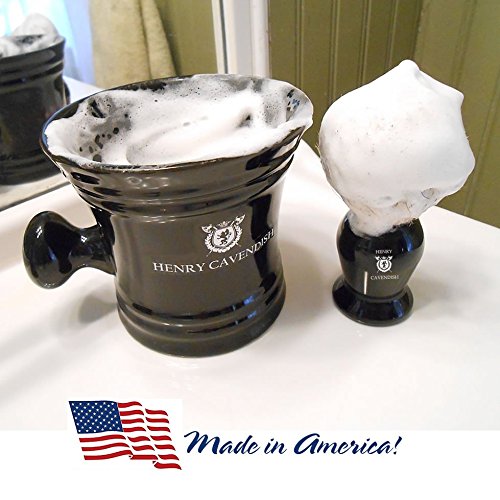 Henry Cavendish Shaving Kit with - Shaving Soap and Gentleman's Ceramic Shaving Soap Bowl with Handle. (Lavender)
