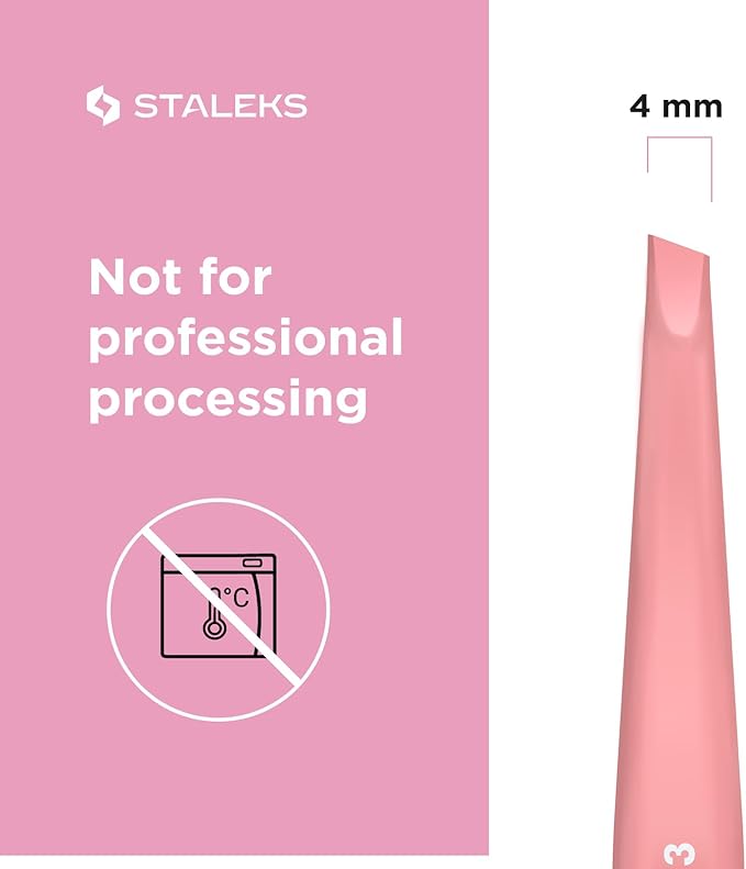 STALEKS BEAUTY & CARE 11 Type 3 Eyebrow Tweezers – Wide Beveled Stainless Steel with Stylish Colored Handles for Thick Brows & Home Use