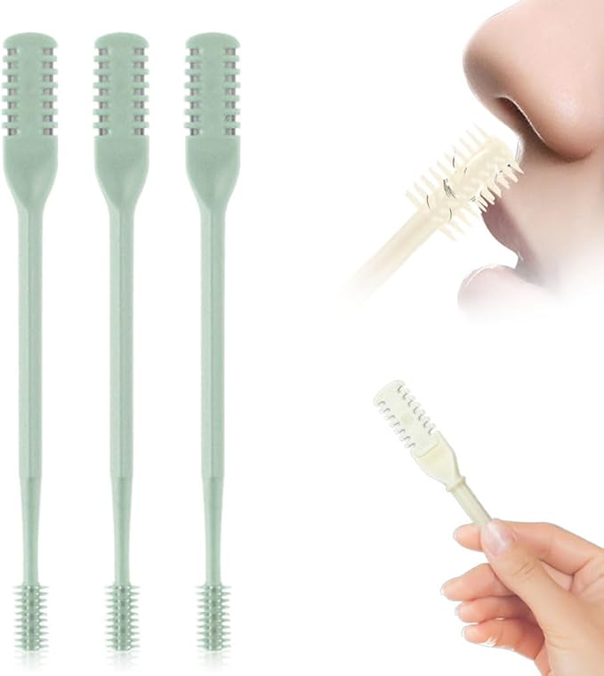 Nasal Hair Cutter, 2026 New Portable Manual Nose Hair Trimmer for Men Women, Double Sided 360° Rotating Nose Hair Remover Grooming Tool Travel Essentials (Green, 3 Pcs)