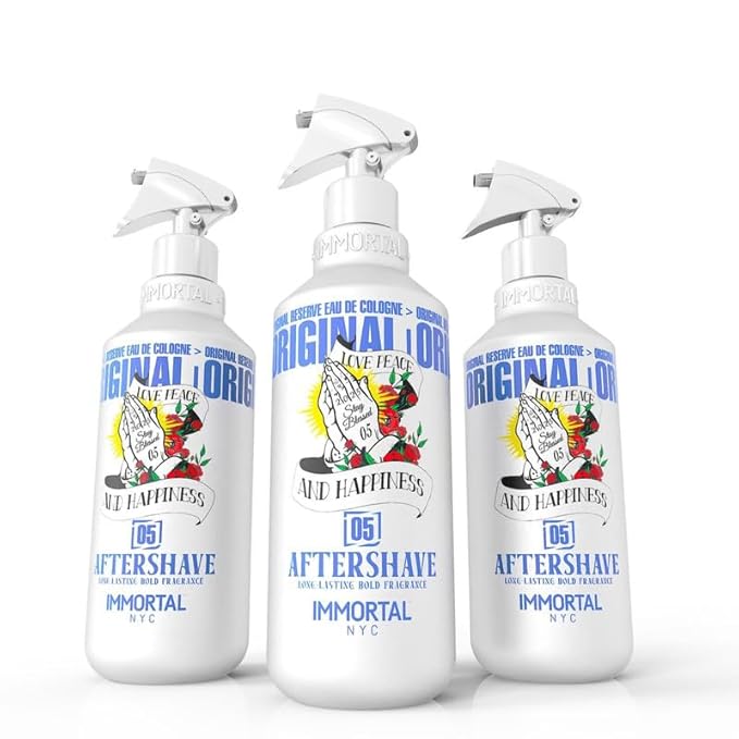 Immortal NYC Stay Blessed 05, After Shave Spray Body/Face Men's Cologne, 17 oz, Exclusive Barbers, Softens Skin, Refreshes, Purifies and Relieves Face and Skin, Moisturizing Formula After Shaving
