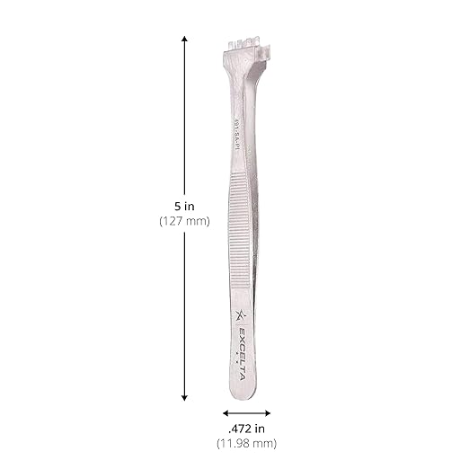 Excelta Wafer Tweezers for 4" Wafers, 5" Fingered Paddle with Guide Pin, Anti-Magnetic Stainless Steel, Features Serrated Handles for Better Control, Intermediate
