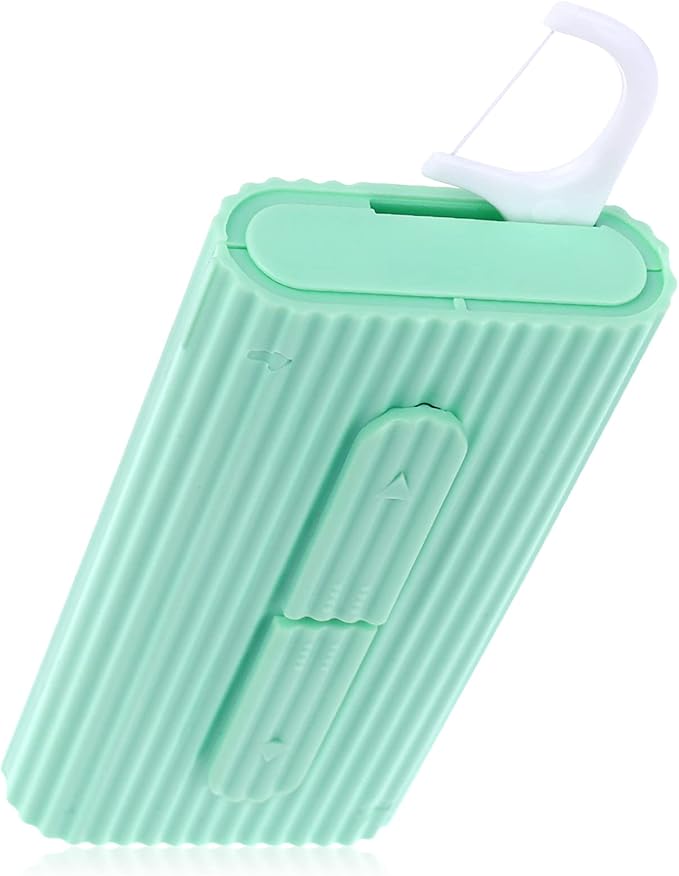 WLLHYF Portable Dental Floss Case Automatic Dental Floss Pick Organizer Travel Flosser Dispenser Storage Refillable Holder Boxes with 10 Floss Picks for Teeth Cleaning