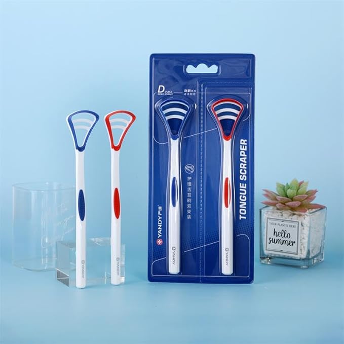 YANDY Tongue scraper, tongue brush for adults and children,easy to use,freshens breath and helps eliminate bad breath (Pack of 2)