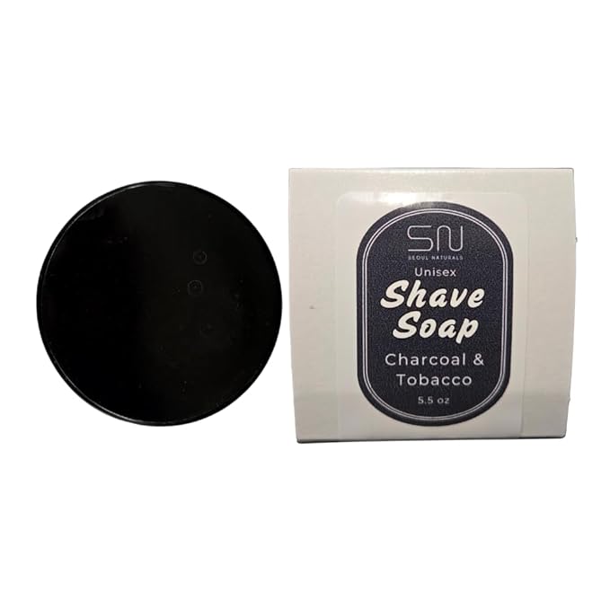 Seoul Naturals Shaving Bar Soap, Tobacco Scented with Activated Charcoal, k beauty, 5.5 oz