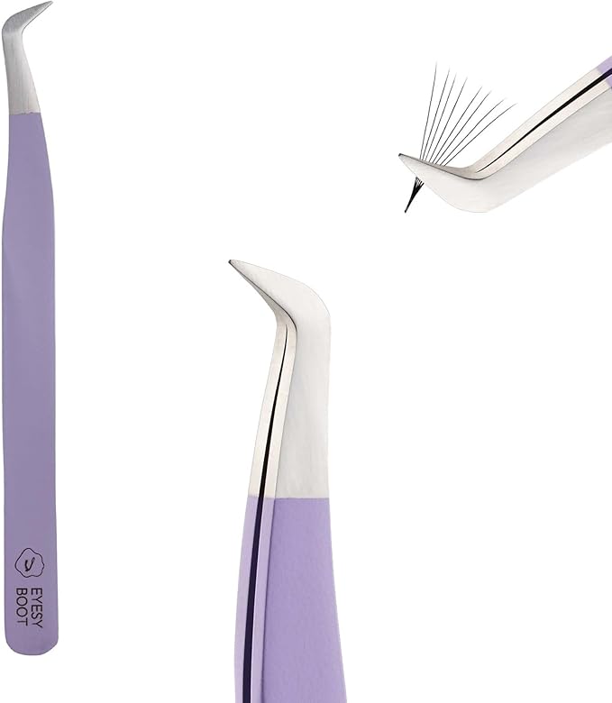 Eyesy Lash Eyesy Boot Lash Tweezer | Professional Volume False Lash Application Tool | Multi Shapes & Purposes Tweezers | Non-Slip Grip Tweezers (Purple)