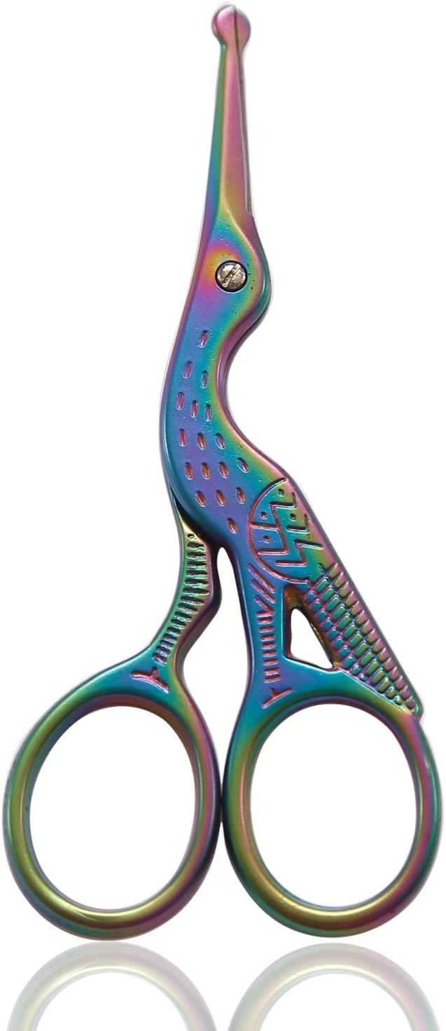 Nose Hair Scissors Rounded Tip Facial Hair Scissors Blunt Tip for Eyebrows Mustache, Eyelashes, Beard Trimming (Rainbow)