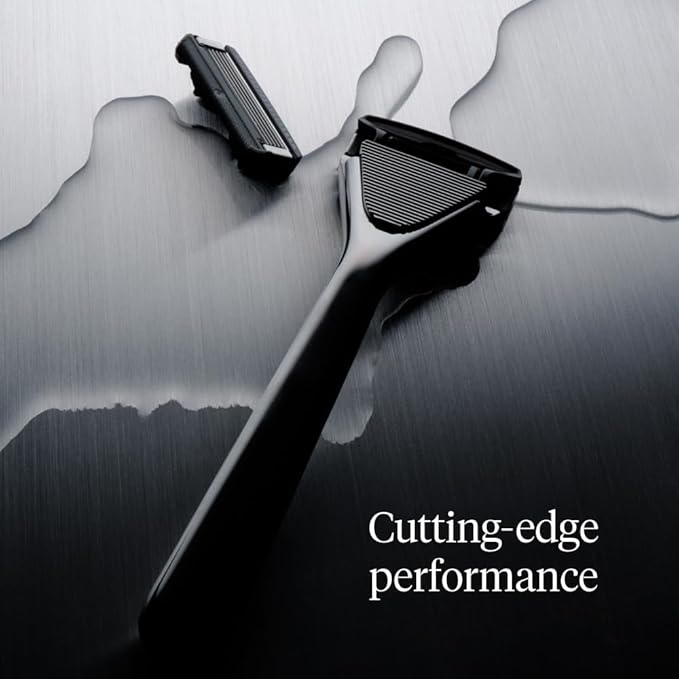 Premium Razor for Men, Handle + 2 Razor Blade Refills + Magnetic Shower Hook, Precision Trim Edge (Stainless)