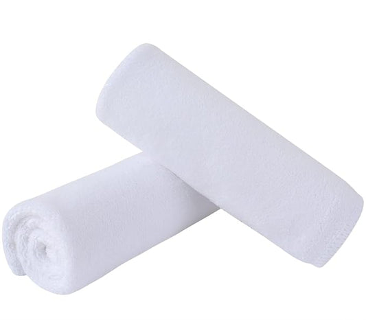 SINLAND Microfiber Facial Cloths Fast Drying Washcloth 12inch x 12inch White 2 pack