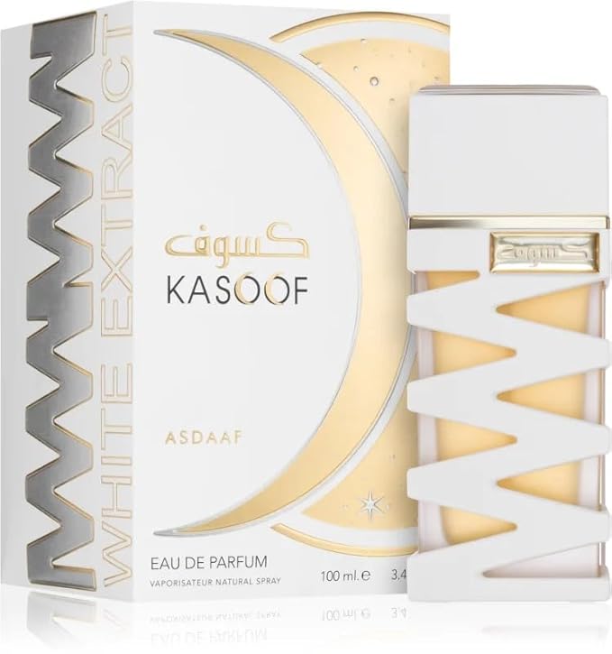 Asdaaf Kasoof White Extract Eau de Parfum 100 ml | Long Lasting Unisex Oriental & Floral Fragrance | Arabic Luxury Scent for Men & Women