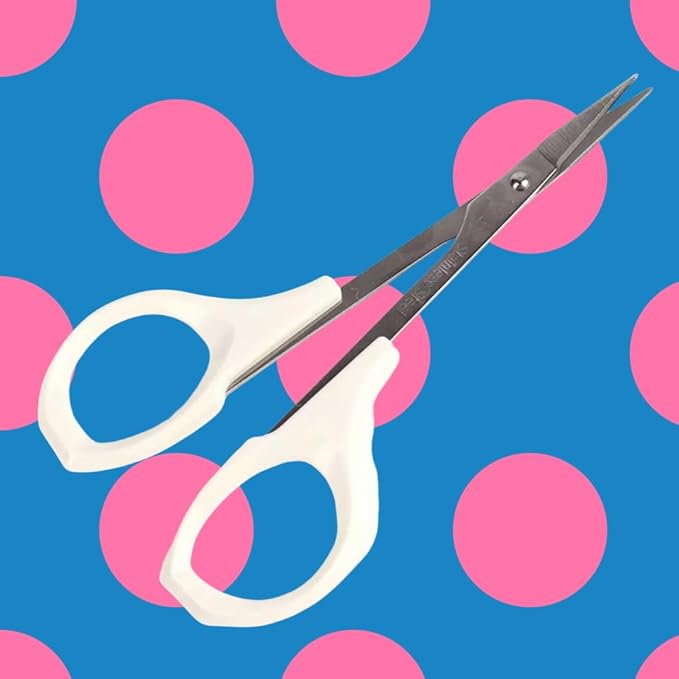 Eyebrow Scissor 4 Inch Trimming Manicure Lash Scissors for Multi-Purpose Cuticle Pedicure Beauty Grooming Kit for Nail, Eyelash, Dry Skin, Striaght Blade (White_Straight)