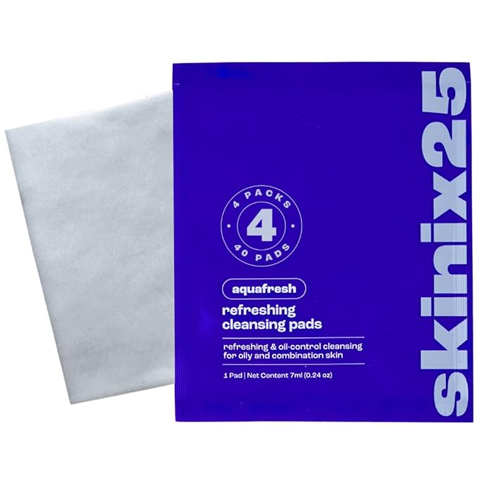 Aquafresh Facial Cleansing Pads – 40 Individually Wrapped Cotton Wipes for Oily & Combination Skin | On-the-Go Face Wipes for Travel, Gym & Daily Skincare