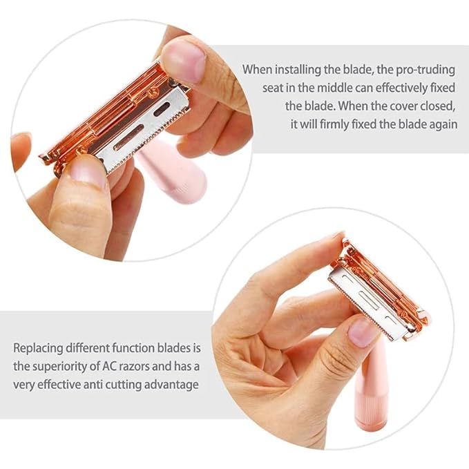 Safety Razor - Single Blade Razors for Women&Men with 10 Single Edge Razor Blades,Reusable Metal Razor with Scrap Blade Recycling Suitable for Body, Armpits, Bikini, Legs Shaving