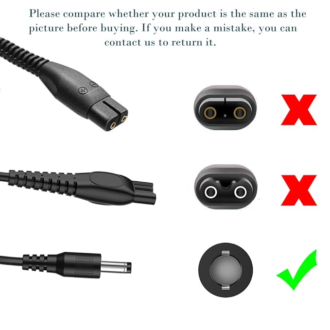 8V 100ma Replacement Compatible with Philips HQ840 Power Cord, Shaver Charger for Philips Norelco Multigroom Trimmer 3000 MG3750 MG3750/10 MG3750/50 MG3750/60 MG3760 MG3760/50 Clipper Supply Cable