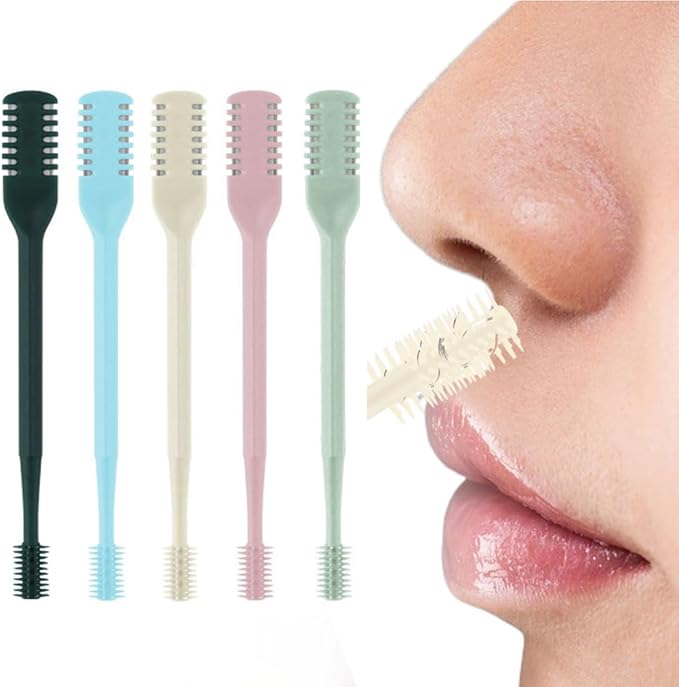Nasal Hair Cutter, Manual 360° Rotating Nose Hair Trimmer Removal Razors with Ear Picker,2 in 1 Double Sided Nose Hairs Knife Portable Removal Tool for Women Men (A-Mix Color/5pcs)