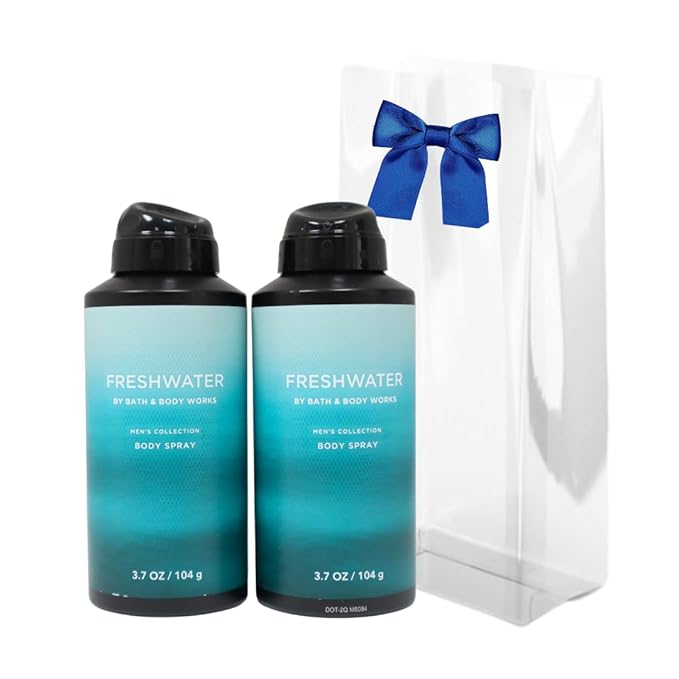 Bath & Body Works Men's Collection Deodorizing Body Spray - FRESHWATER - Gift Pack for Holiday - Lot of 2