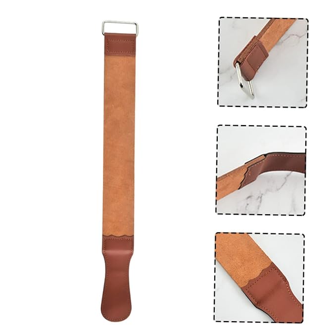 Double-Sided Razor Strop Tool for Shaver Sharpening Convenient Hair Removal Accessory for Home Use Sturdy Leather Strap Clip