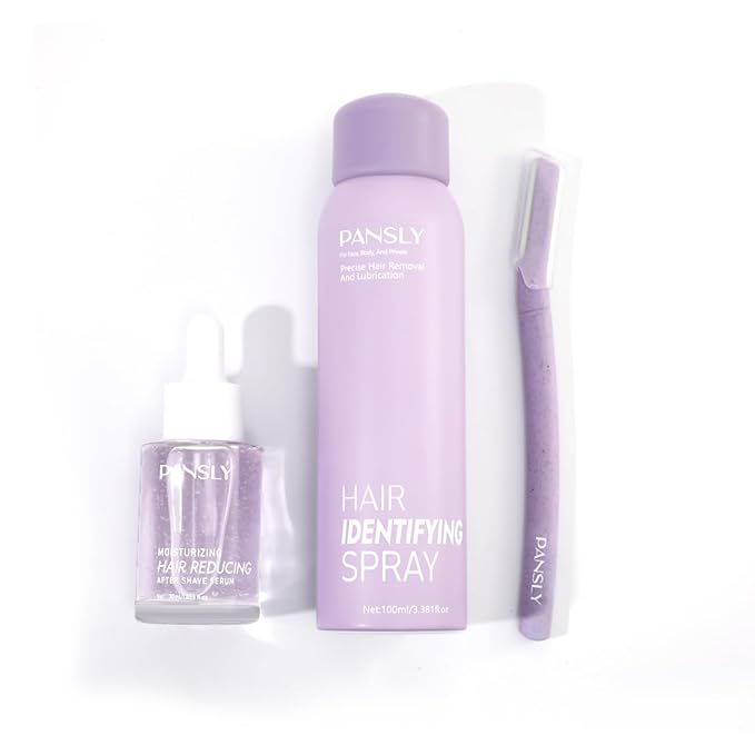 Hair Identifying Spray Kit,Hair Identifier (100mL) for Face Shaving with After Shave Serum(30mL) Kit,Moisturizing&Smoothing skin &Hair Reducing Skin Care Dermaplaner Spray Set for Women Men