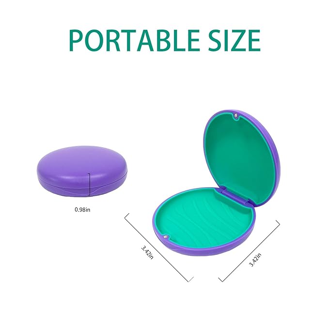 2PCS Retainer Case Compatible with Invisalign,Cute Slim Aligner Case,Customized Magnetic Closure Orthodontic Retainer Cases (2 Pack Purple + Green Silicone)