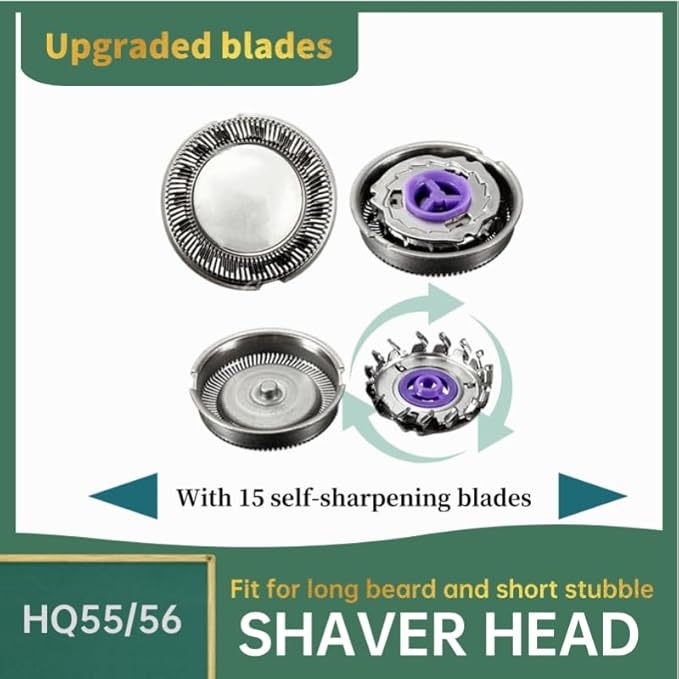 3 Pack HQ55 HQ56 Replacement Heads Fit for Norelco Shaver 5814XL 5825XL 5822XL 5821XL 7810XL 5803XL 5802XL 5801XL,Premium Replacement Blades for Men's Electric Razor