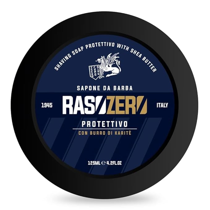 Protettivo Shaving Soap 125 ml – Made in Italy, Shea Butter & Menthol Protection for Men – Rich Anise, Mint & Vanilla Scent, Hydrating Lather, Gentle on Sensitive Skin