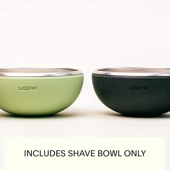 Leaf Shave | Leaf Bowl - Stainless Steel and Silicone Grooming Bowl Compatible with Brush Sets, Soap Bars and Refills for Lathering - Sage