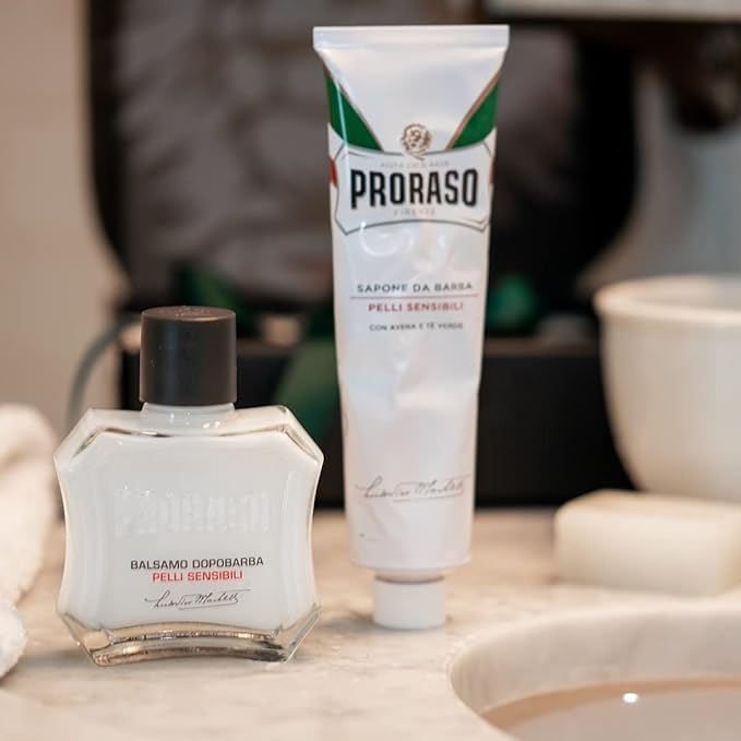 Proraso After Shave Balm - Oatmeal & Green Tea - Nourishing & Gentle Formula After Shave Cream for Sensitive Skin - Premium Italian Shaving for Men - 3.4oz