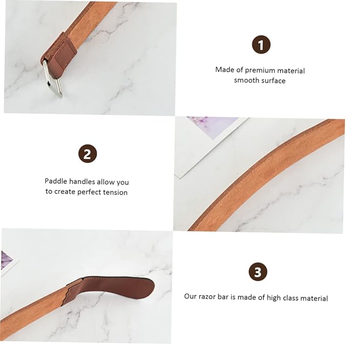 Straight Razor Strop Tool Double-sided Artificial Leather Sharpening Strap for Barbers Professional Razor Sharpening and Polishing Durable Easy to Use Brown