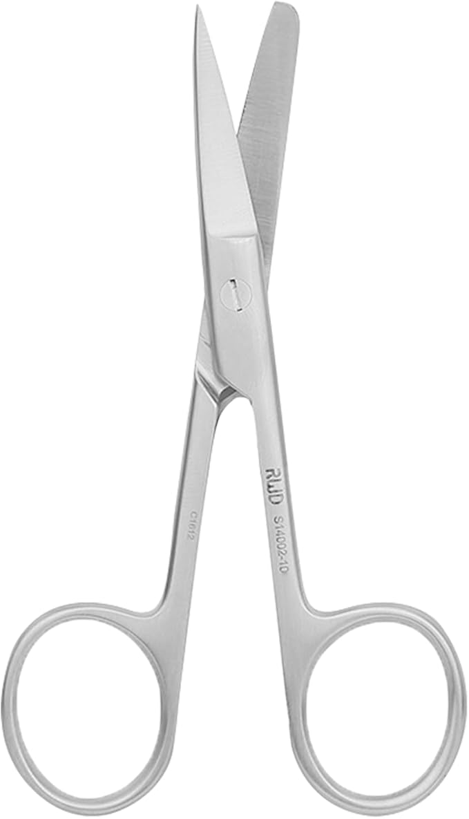 RWD Surgical Scissors 4 Inch, Sharp & Blunt Curved Tip Medical Scissors, Martensitic Stainless Steel Surgical Scissor, Precision Cutting for Surgery, Dental & Lab, S14002-10