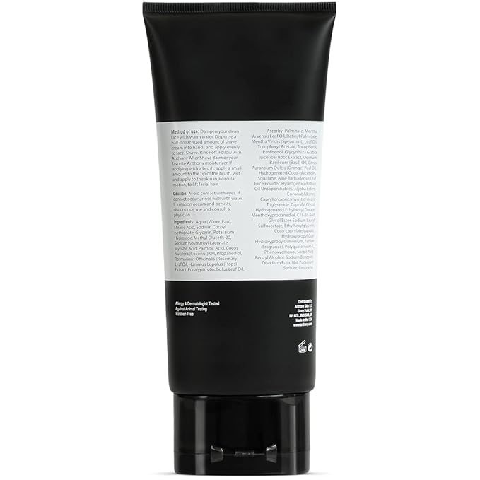 Anthony Shaving Cream Mens Sensitive Skin: Squalane, Eucalyptus, Spearmint and Rosemary Extracts, Help Soothe, Refresh, Cool, and Condition Your Skin for Shave 6 Fl Oz 2 Pack