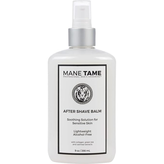 MANE TAME Profession Men’s Grooming After Shave Balm – Post Shave Balm with Collagen, Green Tea, & Oatmeal Extract - Hydration & Protection from Shaving Irritation & Dryness, 9 oz.