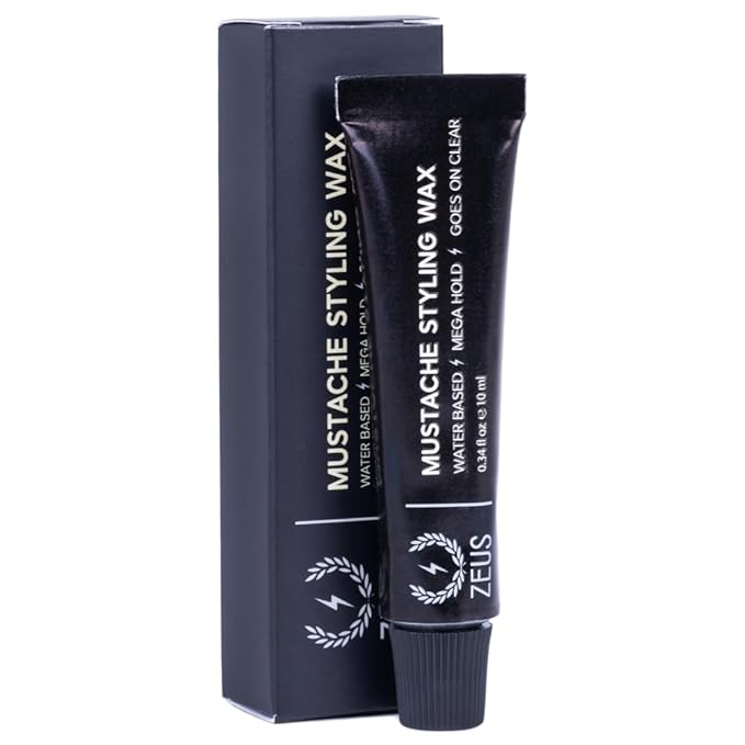 ZEUS Mustache Styling Wax for Men, Water-Based Formula with Mega Hold for a Refined, Long-Lasting Look (Made in Germany) 0.34 Fl. Oz.