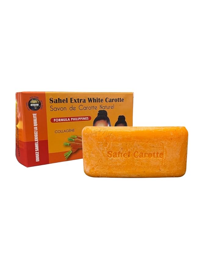 Sahelwhite Extra White Carotte Soap 180g – Natural Carrot Extract Body Bar – Cleansing & Nourishing Face and Body Soap – Savon de Carotte Naturel – Helps Improve Skin Clarity & Radiance
