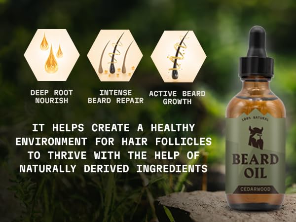 Striking Viking Beard Oil for Men - 2 Fl Oz, Pack of 1, Cedarwood Scent - Softening Beard Growth Oil - Itch-Free Facial Hair Taming Serum with Tea Tree - Deep Hydration with Argan & Jojoba