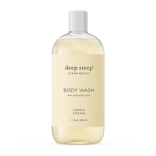 Deep Steep Body Wash, Lemon Cream, 17 oz – Hydrating Shower Gel with Hyaluronic Acid, Shea Butter, Aloe Vera & Argan Oil – Vegan, Clean Beauty, Clean & Refreshed Skin