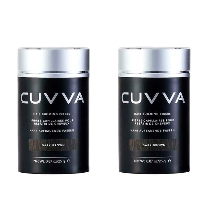 CUVVA Hair Fibers for Thinning Hair - Keratin Hair Building Fiber Hair Loss Concealer - Thicker Hair in 15 Seconds - 25g/0.87oz Bottle - For Men & Women (Dark Brown, 0.87 Ounce (Pack of 2))