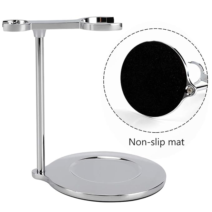 Deluxe Shaving Razor & Brush Stand with Double Layer Stainless Steel Soap Bowl Set,Compatible with Cartridge Razor,Gillette Razor,Safety Razor,Badger Shaving Brush,Gifts for Him
