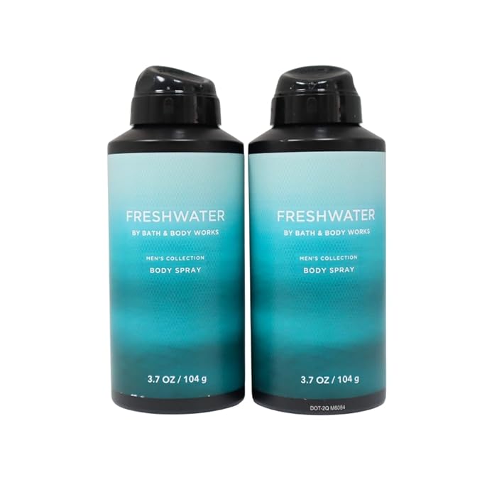 Bath & Body Works Men's Collection Deodorizing Body Spray - FRESHWATER - Gift Pack for Holiday - Lot of 2