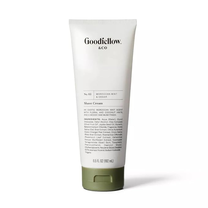 Goodfellow & Co Men’s Shave Cream 6.5 fl oz – Hydrating & Soothing Formula with Organic Olive Oil, Jojoba & Rosemary – Silicone, Sulfate & Paraben Free (Bundle of 2)