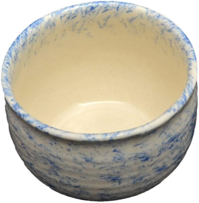 ETROVES Ceramic Shaving Bowl | Scuttle Leather Bowl for Men, Easy Leather Soap Bowl, 4 Inch, White Blue