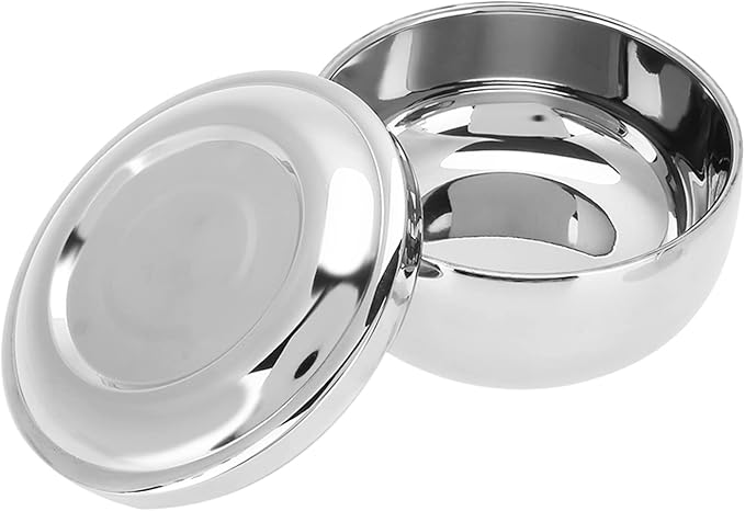 Semme Shaving Soap Bowl, Universal Men Stainless Steel Beard Shaving Soap Bowl Shaving Mug Container With a Mirror