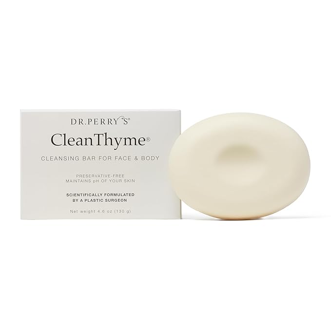 Dr. Perry's CleanThyme Cleansing Bar for Face and Body, All Natural, Cruelty Free, 4.6 Oz