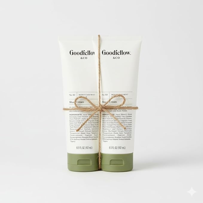Goodfellow & Co Men’s Shave Cream 6.5 fl oz – Hydrating & Soothing Formula with Organic Olive Oil, Jojoba & Rosemary – Silicone, Sulfate & Paraben Free (Bundle of 2)